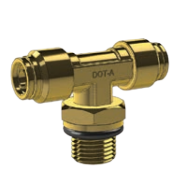 DOT PUSH FITTING- SWIVEL MALE BRANCH TEE - IMPERIAL TUBE TO METRIC THREAD BP DQ72DOTS