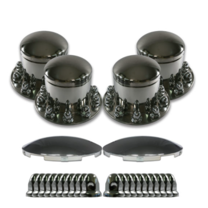 STAINLESS STEEL AXLE COVER KIT 285MM PCD, REMOVABLE HUBCAP