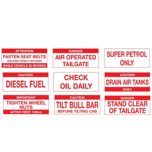 120MM X 50MM - NON-REFLECTIVE ADVISORY STICKERS