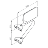 BRITAX MIRROR HEADS - FLAT GLASS BLACK PLASTIC MOUDLED MIRROR HEAD - POWDER COATED BLACK STEEL BRACKETS