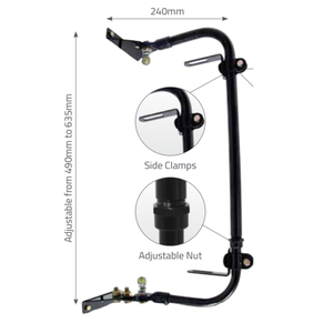 BRITAX MIRROR HEADS - BRACKET ONLY - BLACK STEEL ADJUSTABLE - TO SUIT WEST COAST STYLE TRUCKS