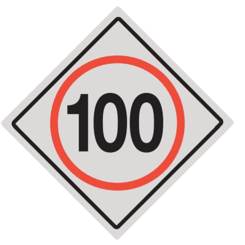 250MM X 250MM - 100 DIAMOND SHAPE - CLASS 2 MATERIAL - STICKER/ ALUMINIUM/ GALVANISED