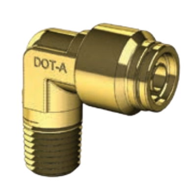 DOT PUSH FITTING- 90 DEGREE SWIVEL MALE ELBOW (ISUZU&HINO) - METRIC TUBE TO BSPT MALE PIPE THREAD BP MDQ69DOTS