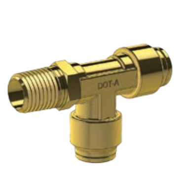 DOT PUSH FITTING- SWIVEL MALE RUN TEE - IMPERIAL TUBE TO NPTF MALE PIPE THREAD BP DQ71DOTS