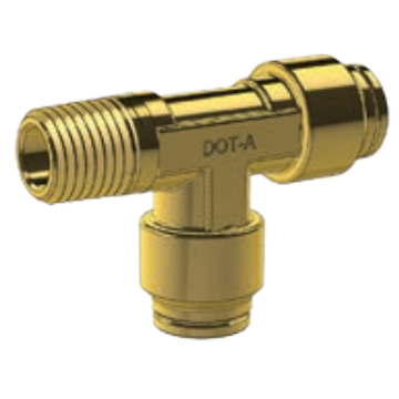 DOT PUSH FITTING- MALE RUN TEE - IMPERIAL TUBE TO BSPT MALE PIPE THREAD BP DQ71DOT