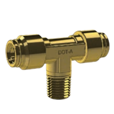 DOT PUSH FITTING- MALE BRANCH TEE - IMPERIAL TUBE TO NPTF MALE PIPE THREAD BP DQ72DOT