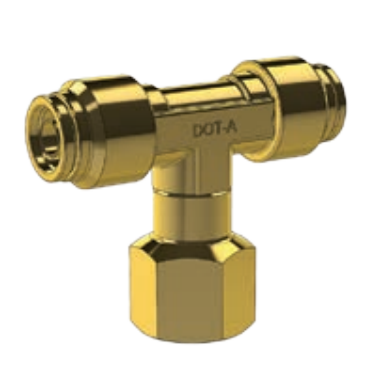 DOT PUSH FITTING- SWIVEL FEMALE BRANCH TEE - IMPERIAL TUBE TO NPTF FEMALE PIPE THREAD BP DQ77DOTS