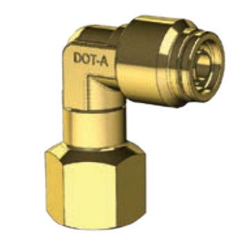 DOT PUSH FITTING- 90 DEGREE SWIVEL FEMALE ELBOW- IMPERIAL TUBE TO NPTF FEMALE PIPE THREAD BP DQ70DOTS