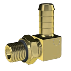 BRASS FITTING - 90 DEGREE HOSE BARB - METRIC
