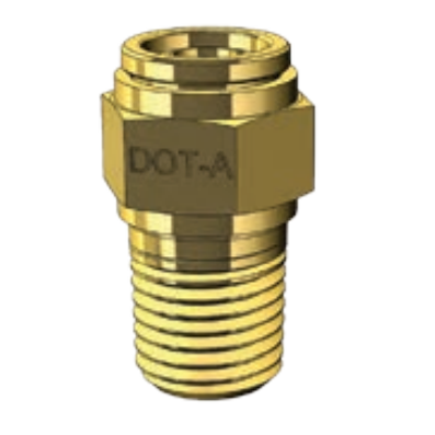 DOT PUSH FITTING- BSPT MALE CONNECTOR (ISUZU & HINO) - METRIC TUBE TO BSPT MALE PIPE THREAD BP MDQ68DOT