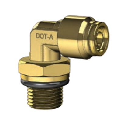 DOT PUSH FITTING- 90 DEGREE SWIVEL MALE ELBOW- IMPERIAL TUBE TO METRIC THREAD BP DQ69DOTS