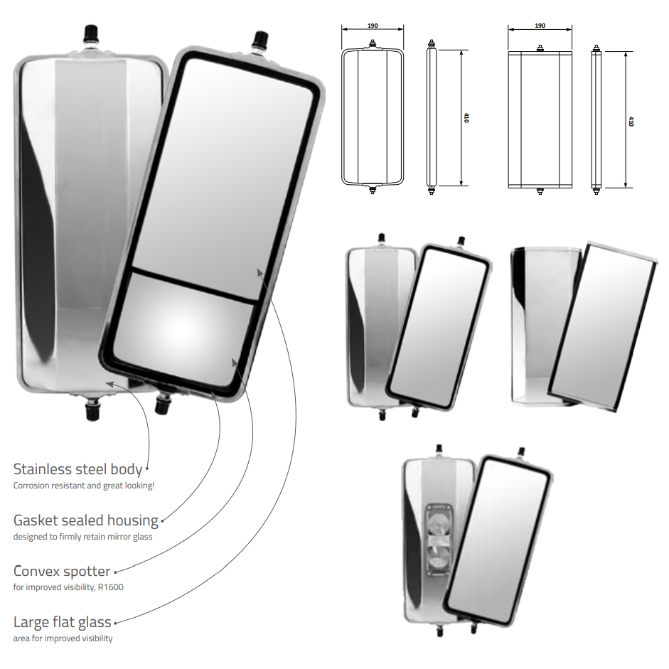BRITAX MIRROR HEADS - STAINLESS STEEL