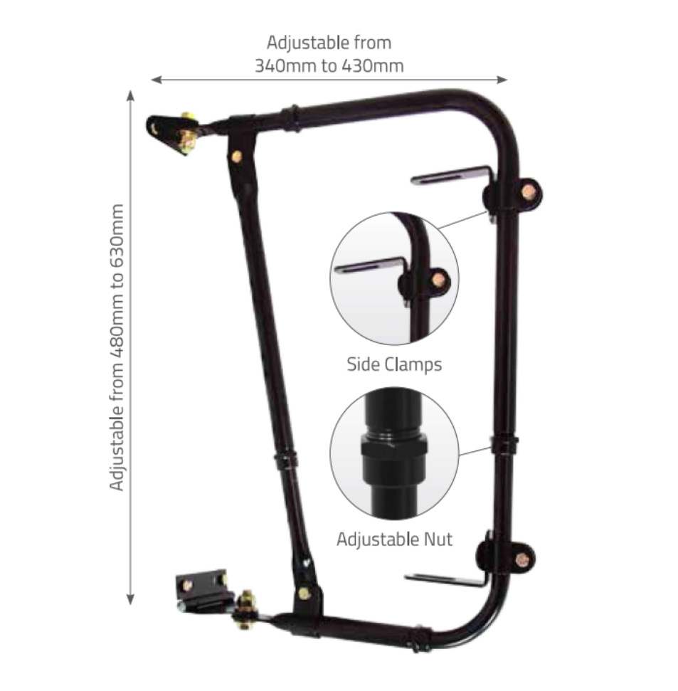 britax mirror arms BRITAX MIRROR HEADS - BRACKET ONLY - BLACK STEEL ADJUSTABLE
