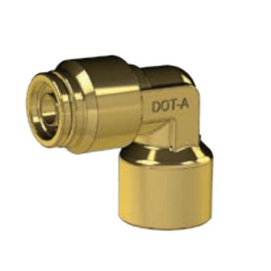 DOT PUSH FITTING- 90 DEGREE FEMALE ELBOW- IMPERIAL TUBE TO NPTF FEMALE PIPE THREAD BP DQ70DOT